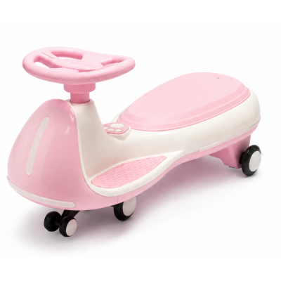 Vehicul electric tip PlasmaCar pink pentru copii Nichiduta, design sportiv fara pedale, volan ergonomic, echipat cu 2motoare performante, acumulator de 12V 4.5AH